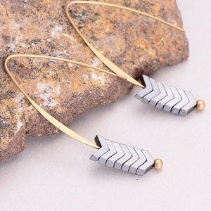 🏹🏹NWT Arrow drop earrings-silver natural stone!!